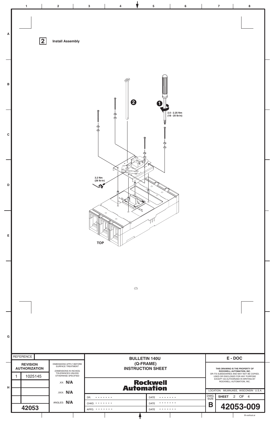 Rockwell Automation 140U-Q-NVMxxx Variable Depth Operating Handle for Q-Frame User Manual | Page 2 / 4