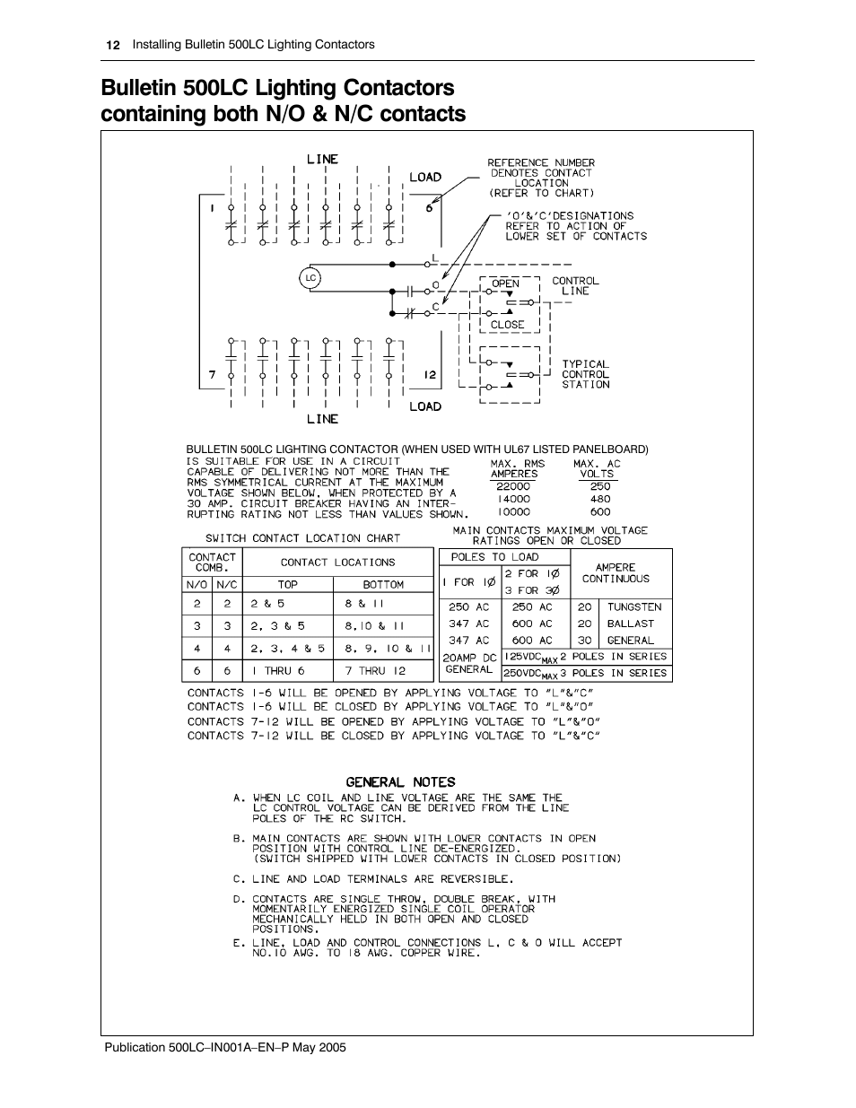 Rockwell Automation 500LG Lighting Contactor Instruction Manual User Manual | Page 12 / 16