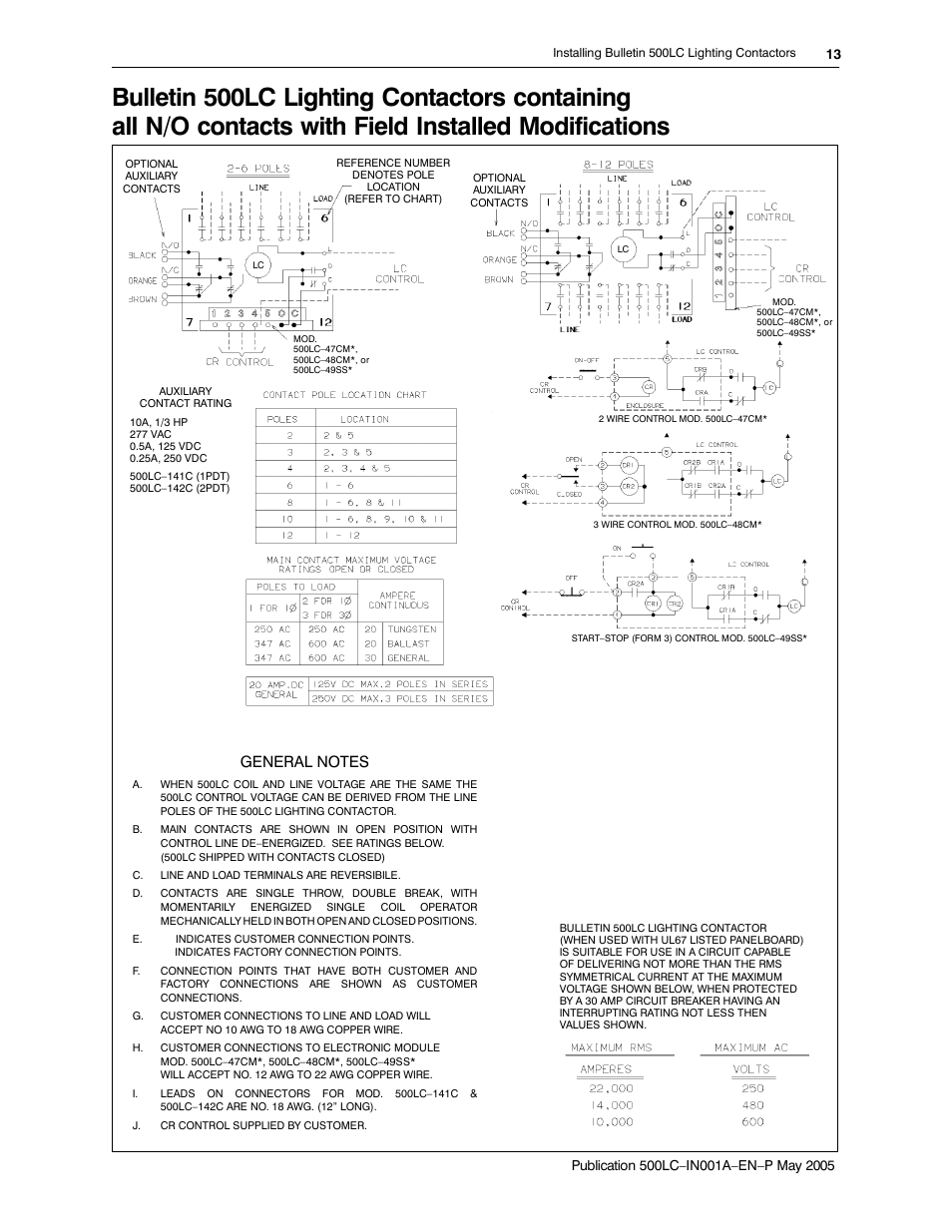 Rockwell Automation 500LG Lighting Contactor Instruction Manual User Manual | Page 13 / 16