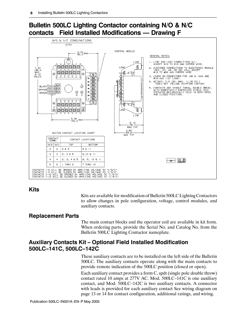 Rockwell Automation 500LG Lighting Contactor Instruction Manual User Manual | Page 8 / 16