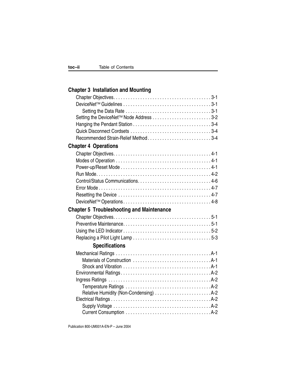 Chapter 3, Chapter 4, Chapter 5 | Rockwell Automation 800F DeviceNet Pendant Stations User Manual | Page 4 / 48