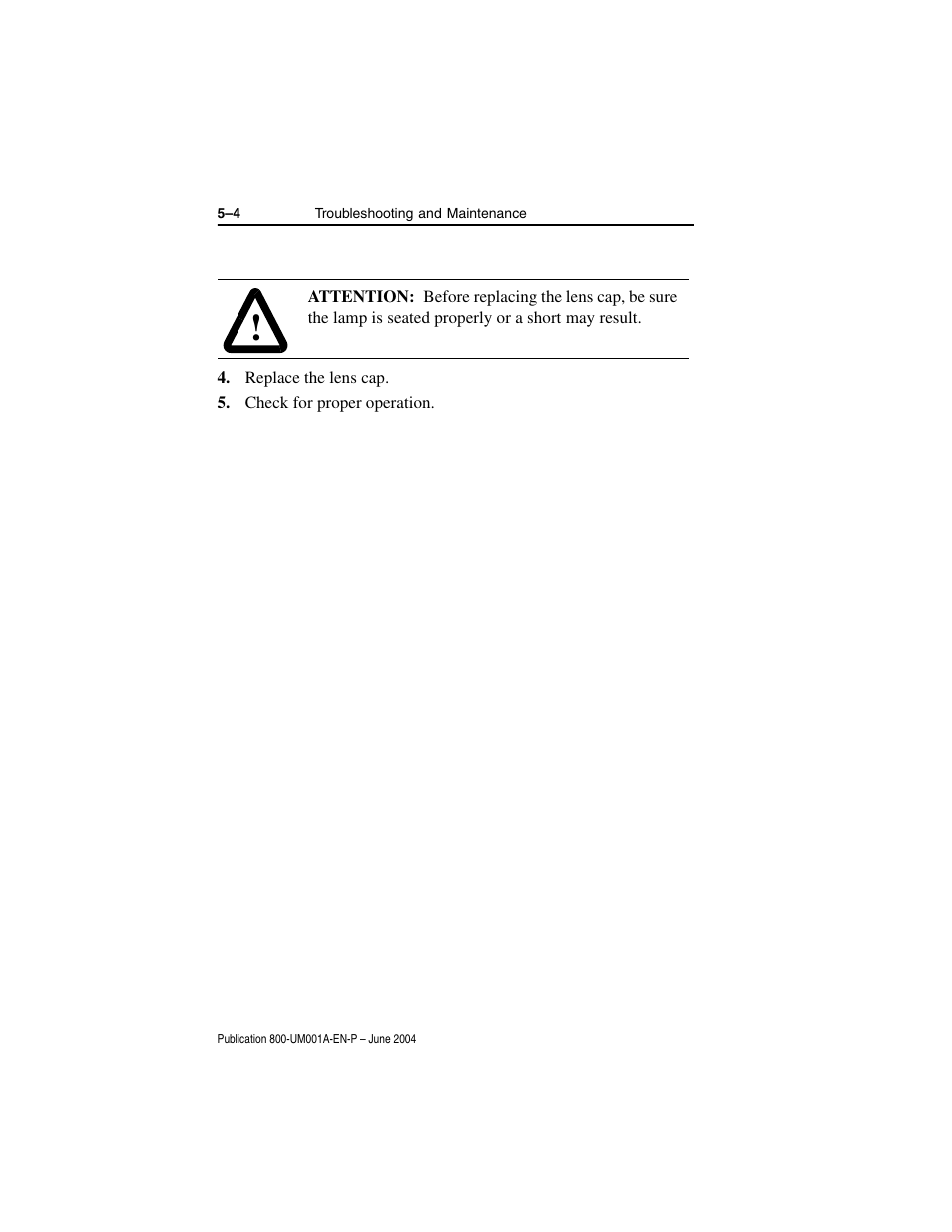 Replace the lens cap, Check for proper operation | Rockwell Automation 800F DeviceNet Pendant Stations User Manual | Page 42 / 48