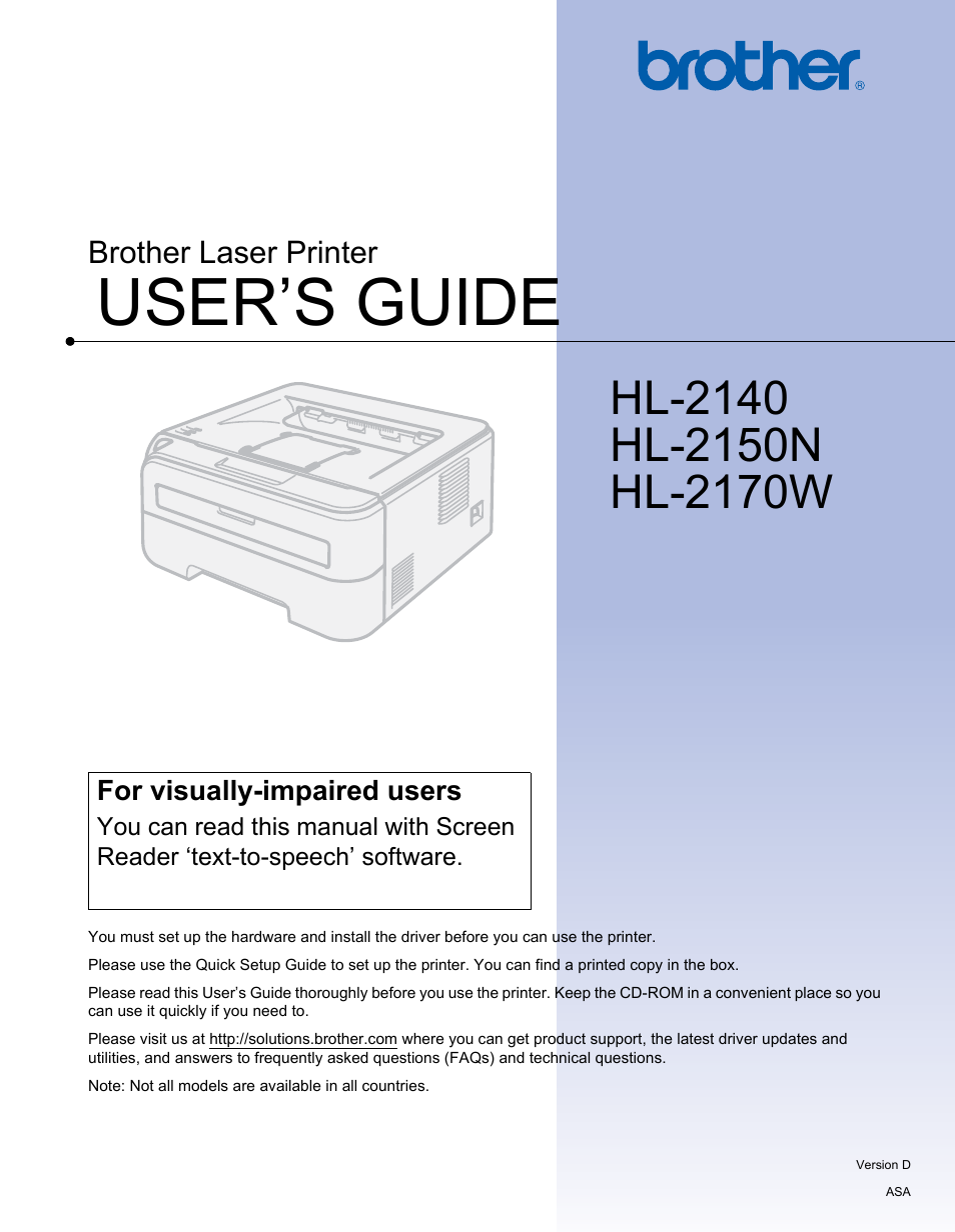 Brother HL-2140 User Manual | 138 pages