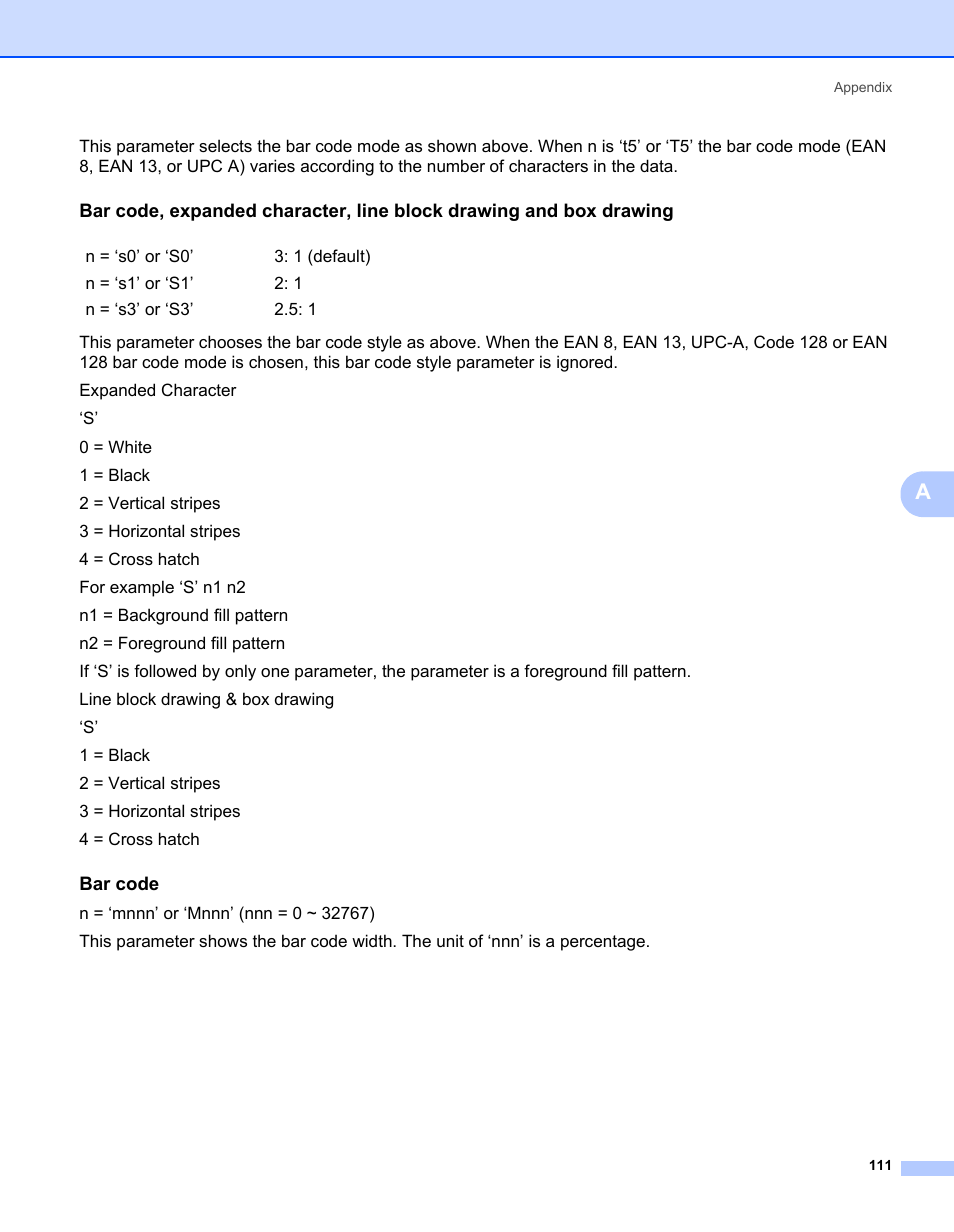 Bar code | Brother HL-2140 User Manual | Page 119 / 138