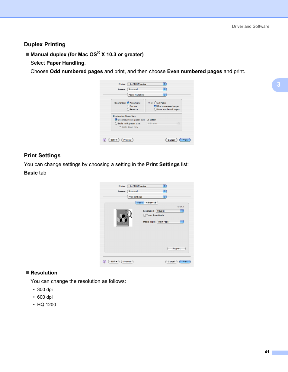 Duplex printing, Print settings | Brother HL-2140 User Manual | Page 49 / 138