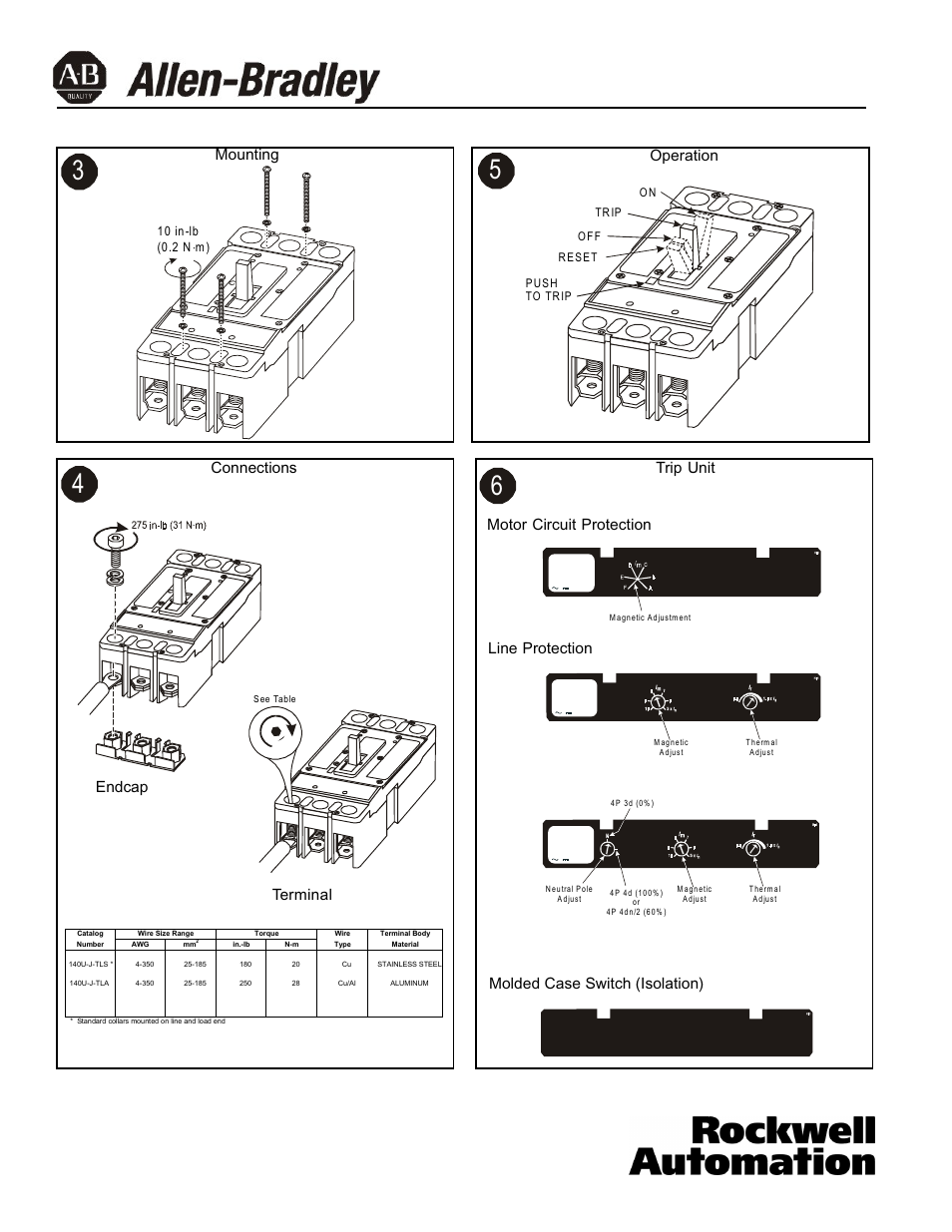 Effective 3/02 | Rockwell Automation 140U J-Frame CB Thermal Magnetic Breakers and Motor Circuit Protectors User Manual | Page 2 / 2