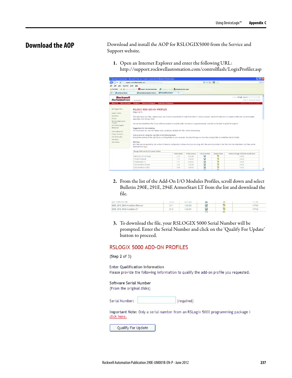 Download the aop | Rockwell Automation 294E ArmorStart LT EtherNet/IP Version - User Manual User Manual | Page 237 / 252