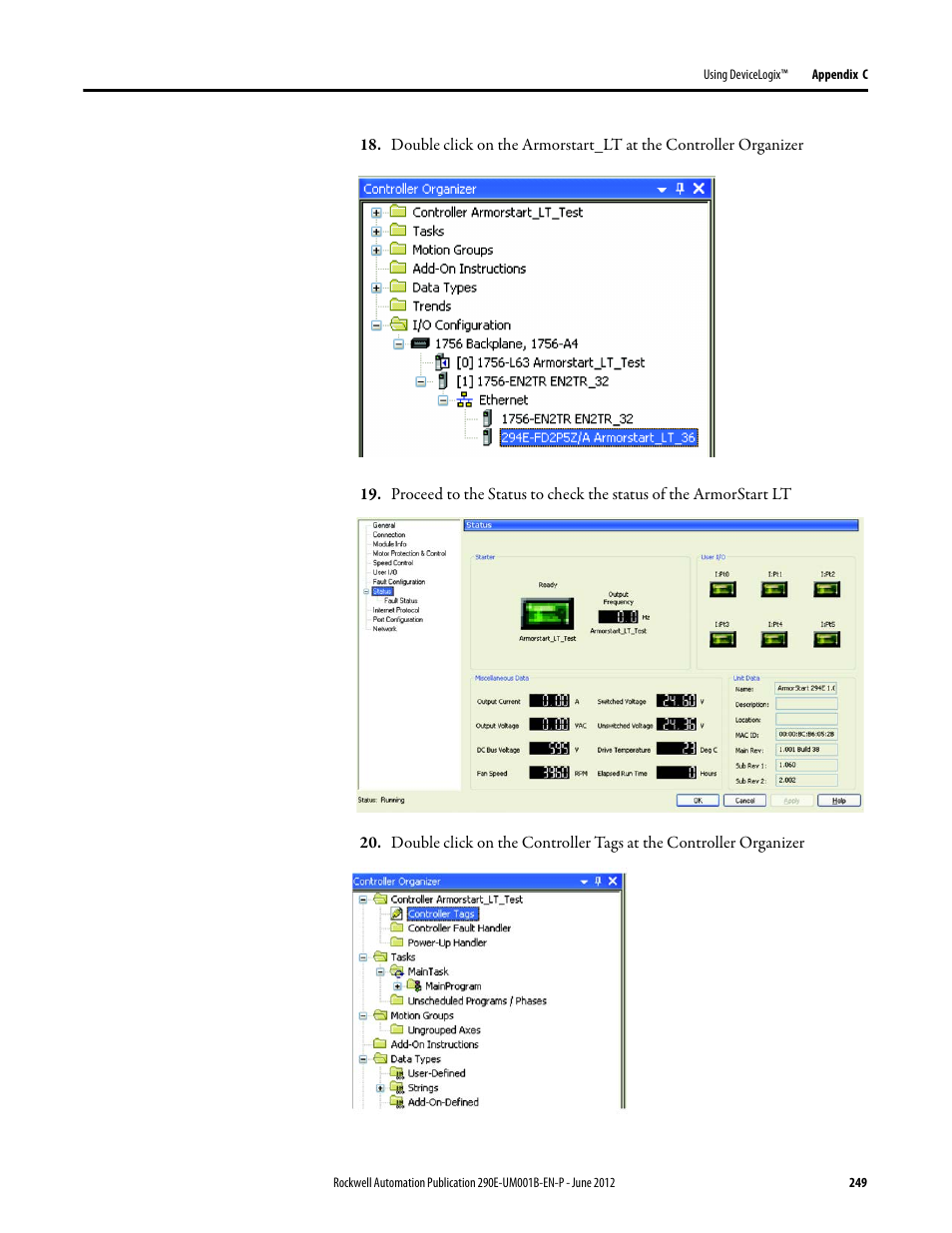 Rockwell Automation 294E ArmorStart LT EtherNet/IP Version - User Manual User Manual | Page 249 / 252
