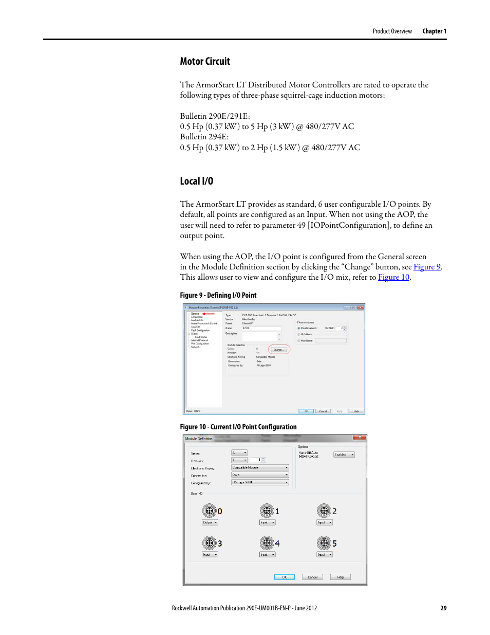 Motor circuit, Local i/o | Rockwell Automation 294E ArmorStart LT EtherNet/IP Version - User Manual User Manual | Page 29 / 252