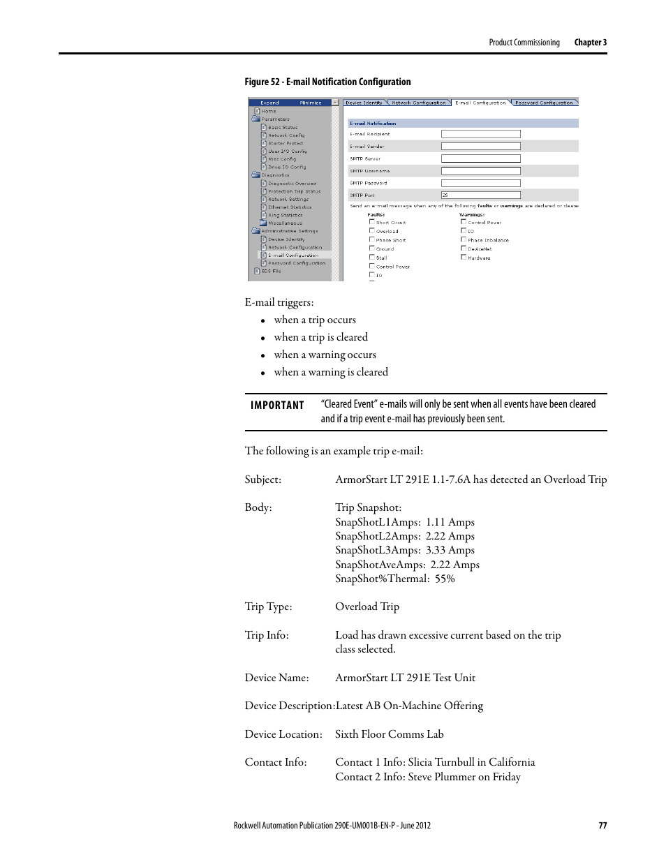 Rockwell Automation 294E ArmorStart LT EtherNet/IP Version - User Manual User Manual | Page 77 / 252