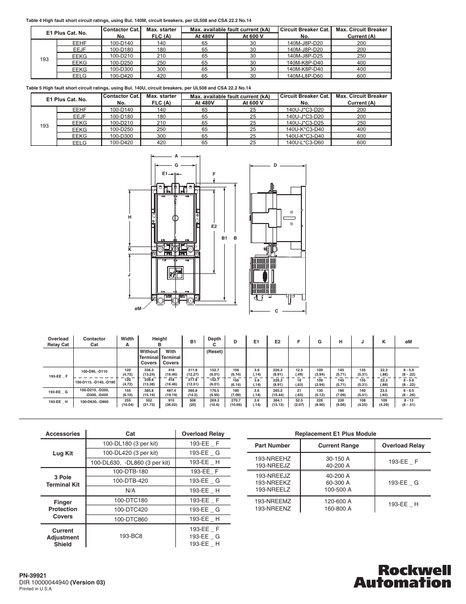 Rockwell Automation 193-EE Bul 193 E1 PLUS Overload Relay Application and Installation User Manual | Page 6 / 6