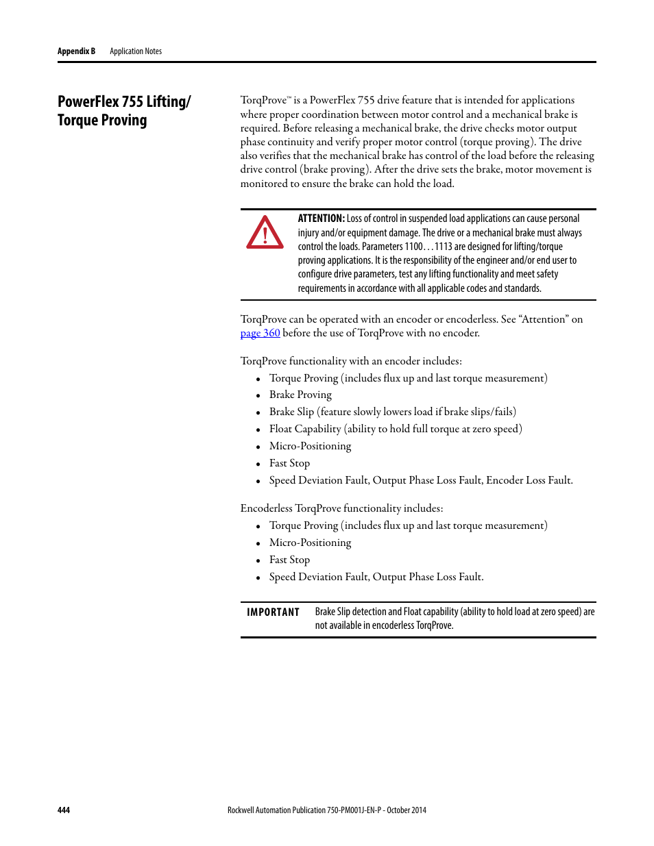 Powerflex 755 lifting/ torque proving, Powerflex 755 lifting/torque proving | Rockwell Automation 21G PowerFlex 750-Series AC Drives Programming Manual User Manual | Page 444 / 544