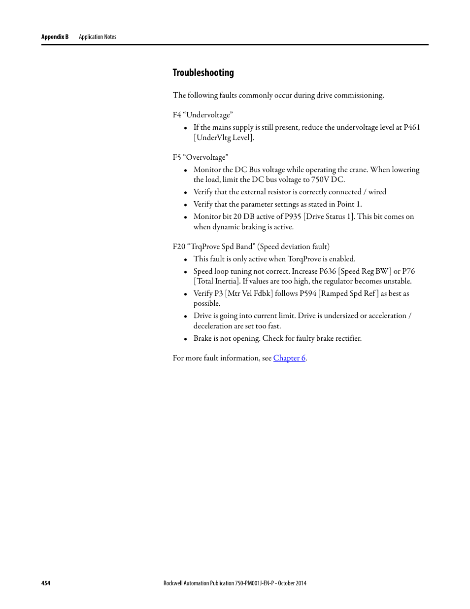 Troubleshooting | Rockwell Automation 21G PowerFlex 750-Series AC Drives Programming Manual User Manual | Page 454 / 544