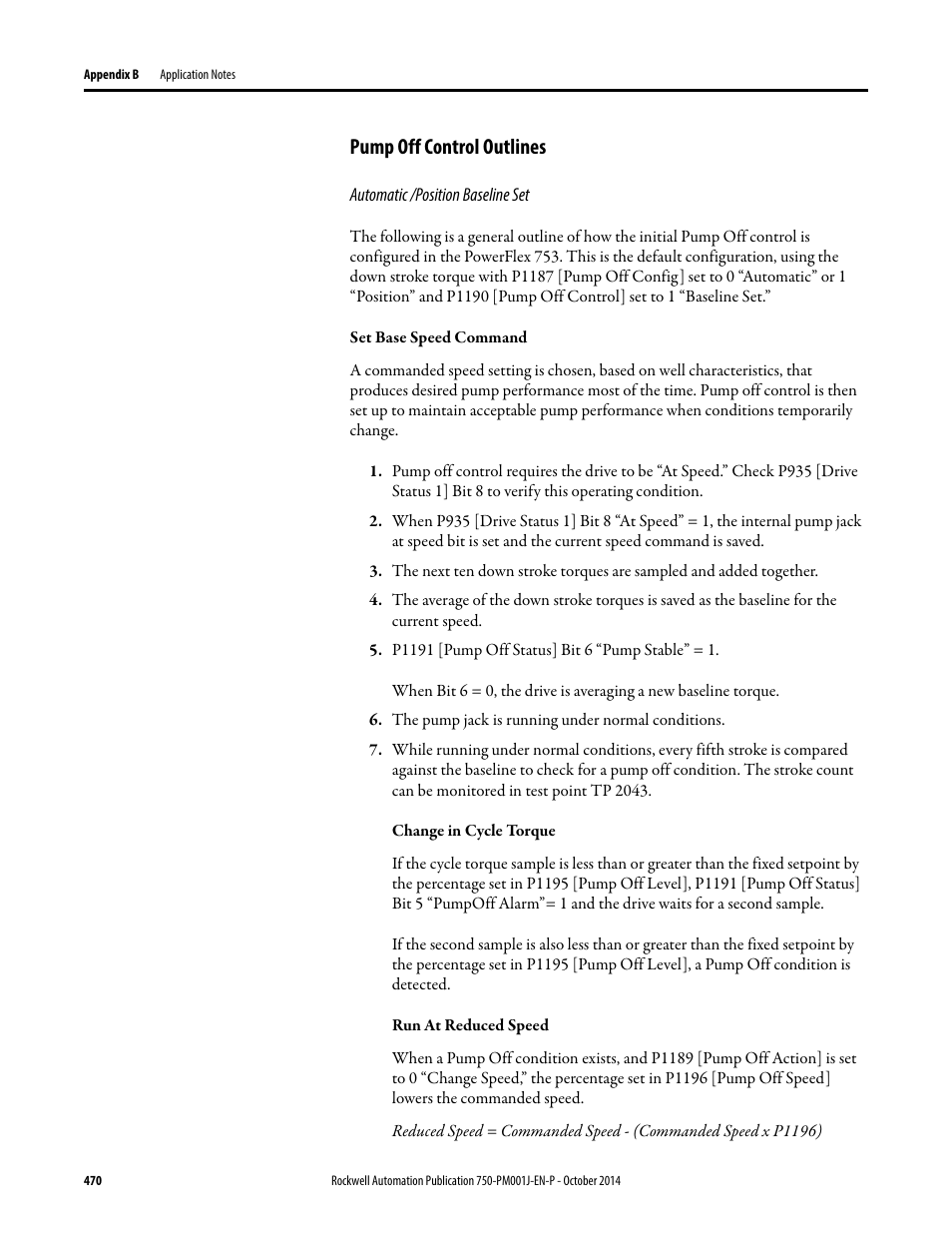Pump off control outlines | Rockwell Automation 21G PowerFlex 750-Series AC Drives Programming Manual User Manual | Page 470 / 544