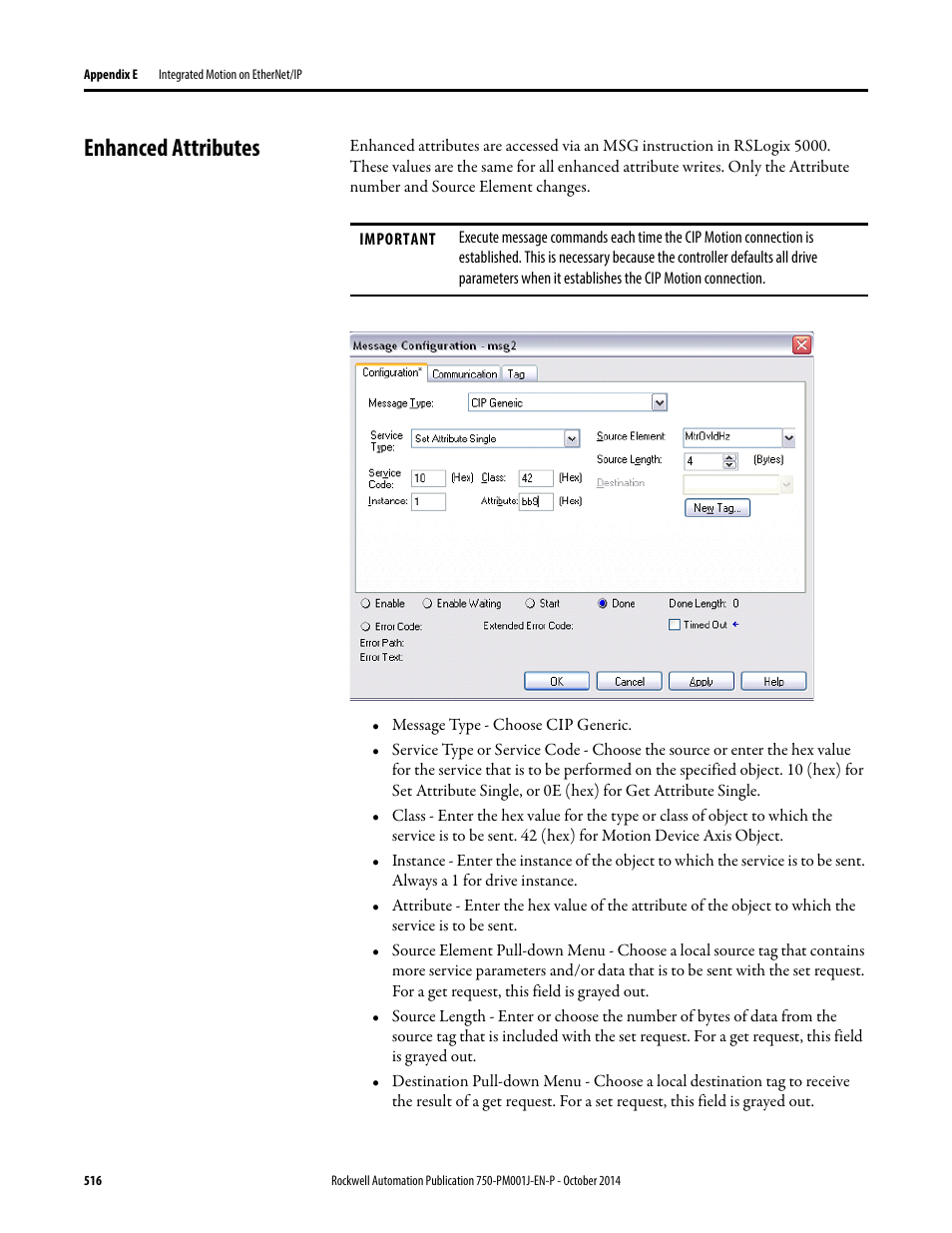 Enhanced attributes | Rockwell Automation 21G PowerFlex 750-Series AC Drives Programming Manual User Manual | Page 516 / 544