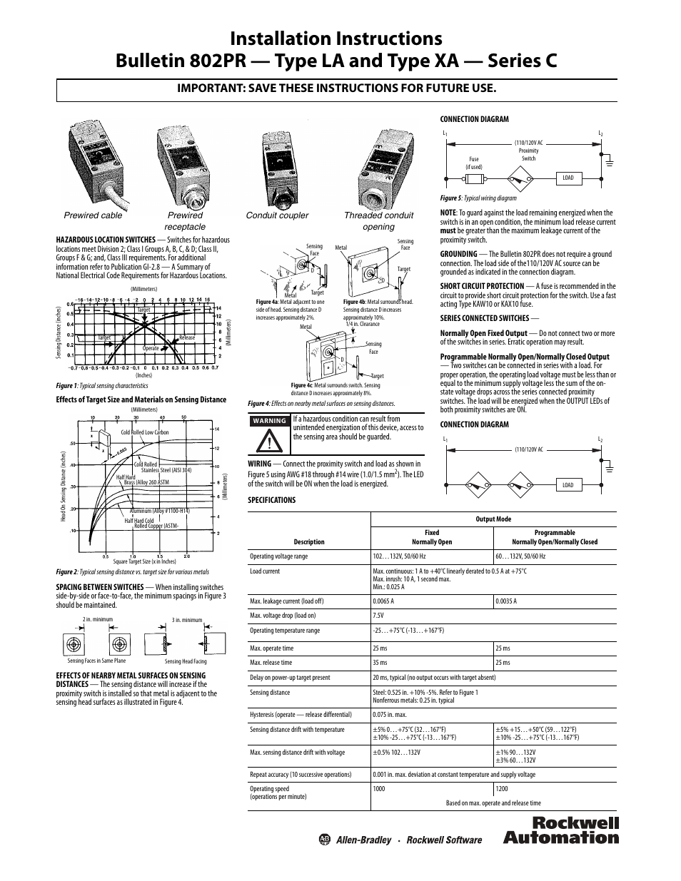 Rockwell Automation 802PR Type LA and Type XA, Series C Installation Instructions User Manual | 2 pages