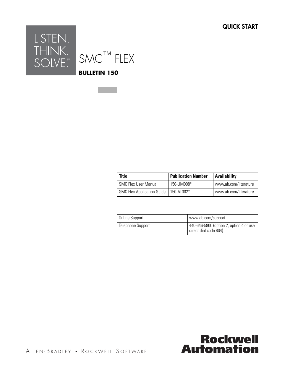 Rockwell Automation 150 SMC Flex Quick Start User Manual | 16 pages