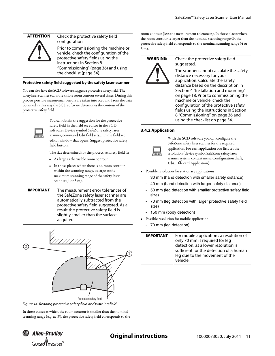 Original instructions | Rockwell Automation 442L SafeZone Singlezone & Multizone Safety Laser Scanner User Manual | Page 13 / 60