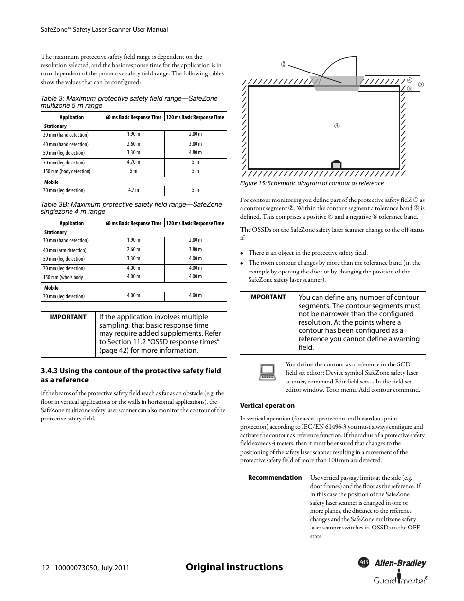 Original instructions | Rockwell Automation 442L SafeZone Singlezone & Multizone Safety Laser Scanner User Manual | Page 14 / 60
