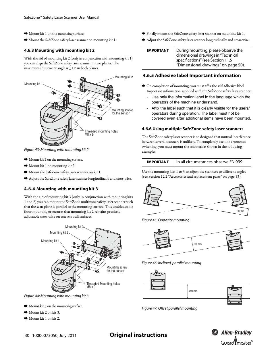 Original instructions, 5 adhesive label important information | Rockwell Automation 442L SafeZone Singlezone & Multizone Safety Laser Scanner User Manual | Page 32 / 60