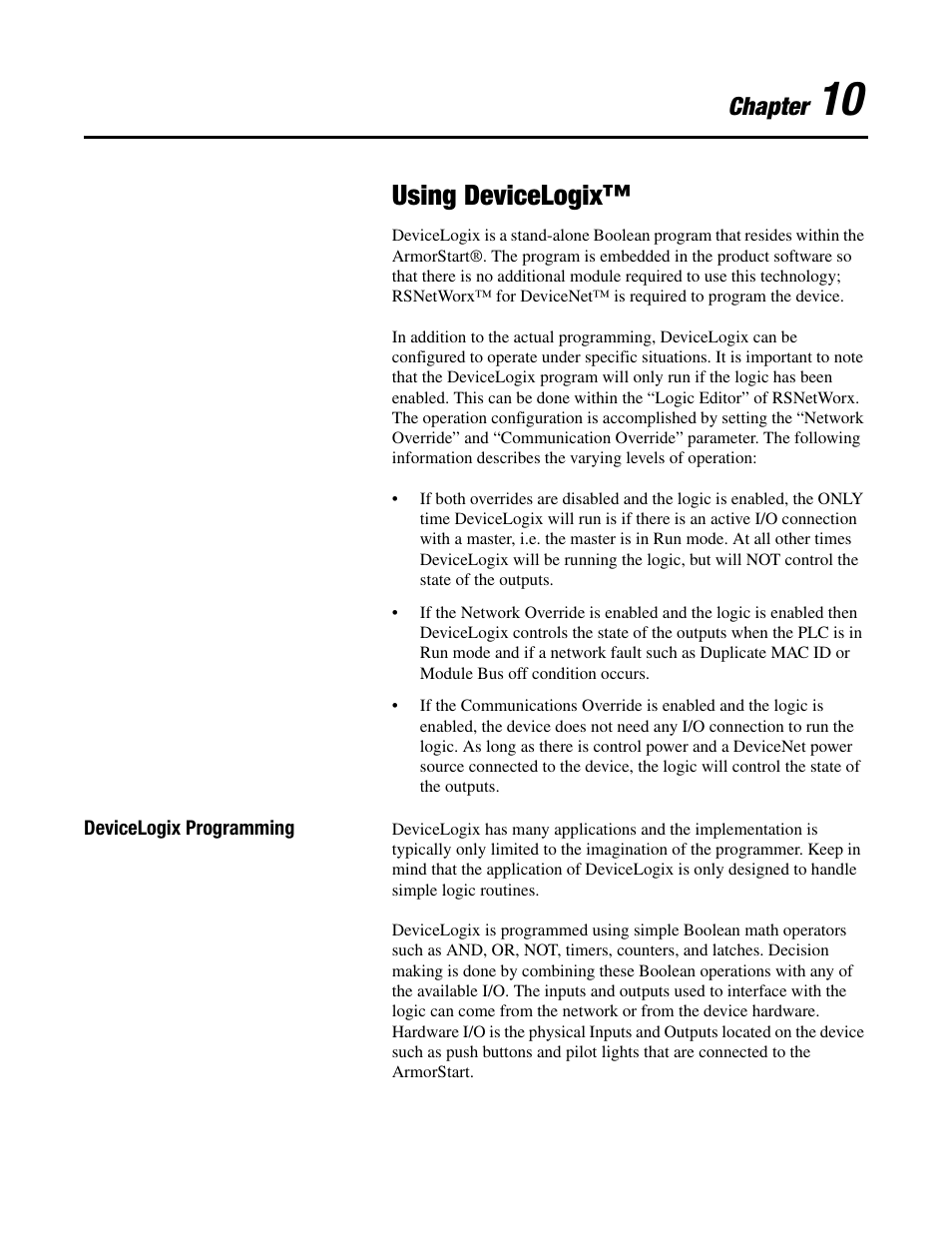 Using devicelogix, Chapter | Rockwell Automation 284 ArmorStart User Manual User Manual | Page 265 / 480