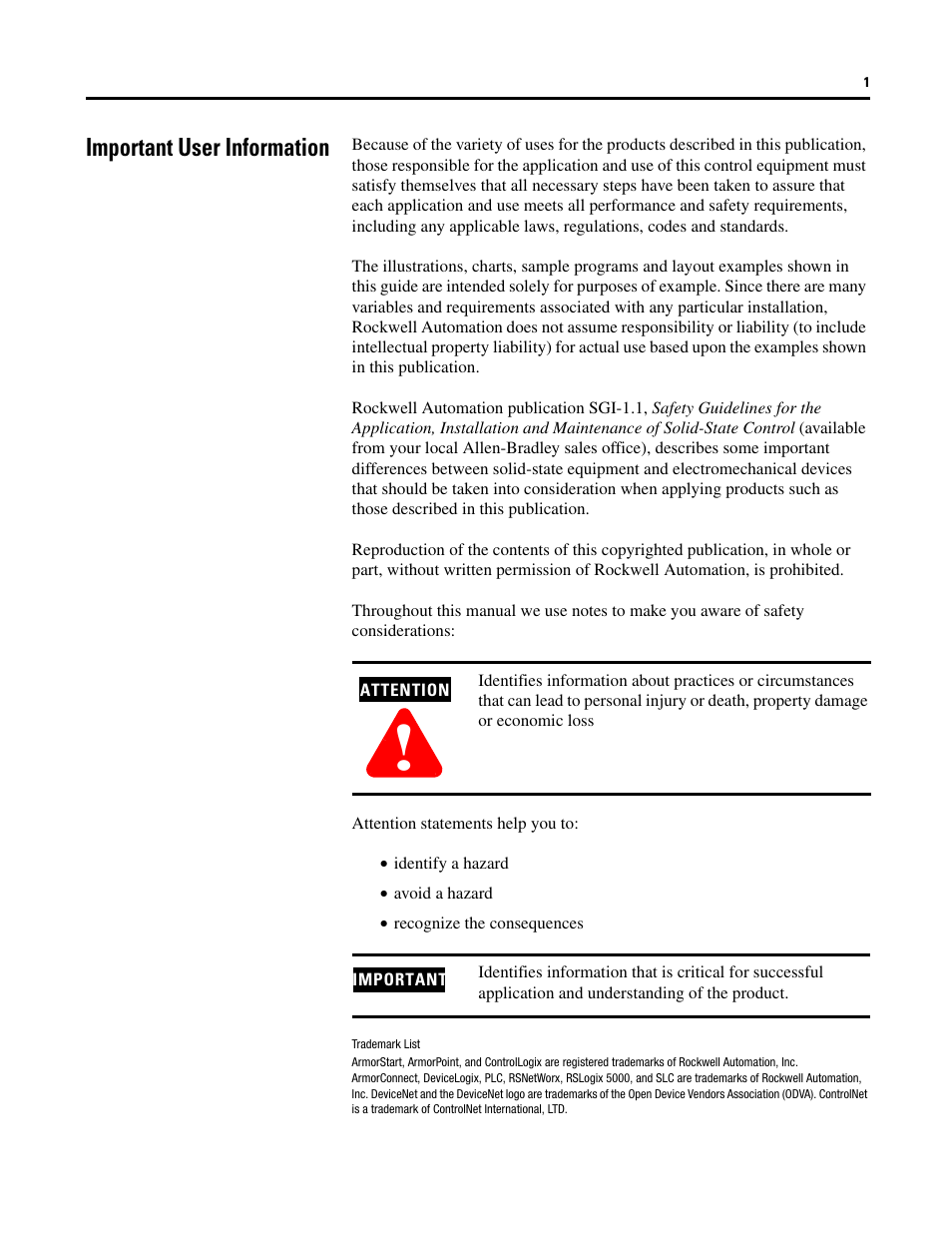 Important user information | Rockwell Automation 284 ArmorStart User Manual User Manual | Page 3 / 480