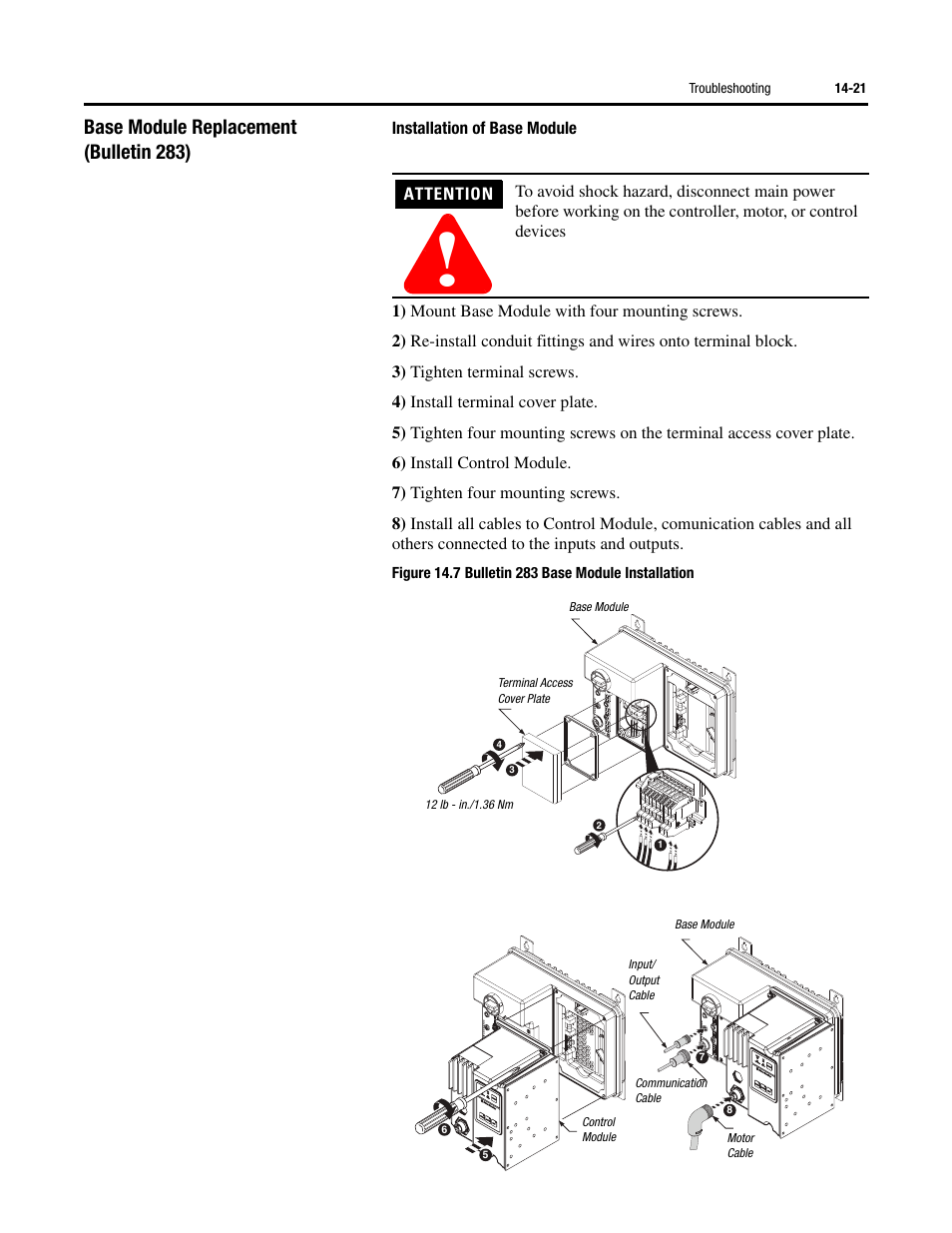 Base module replacement (bulletin 283) | Rockwell Automation 284 ArmorStart User Manual User Manual | Page 315 / 480