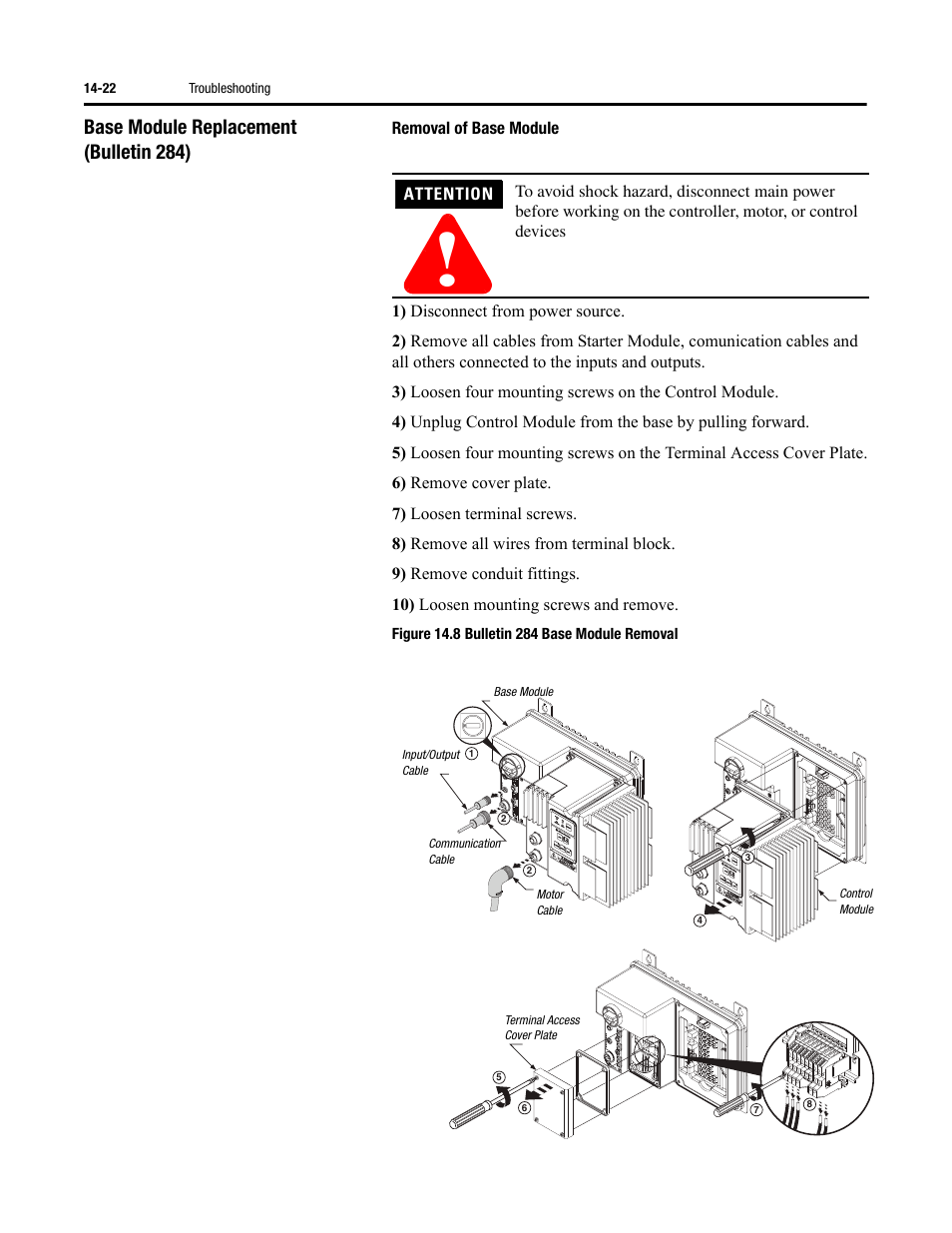 Base module replacement (bulletin 284) | Rockwell Automation 284 ArmorStart User Manual User Manual | Page 316 / 480