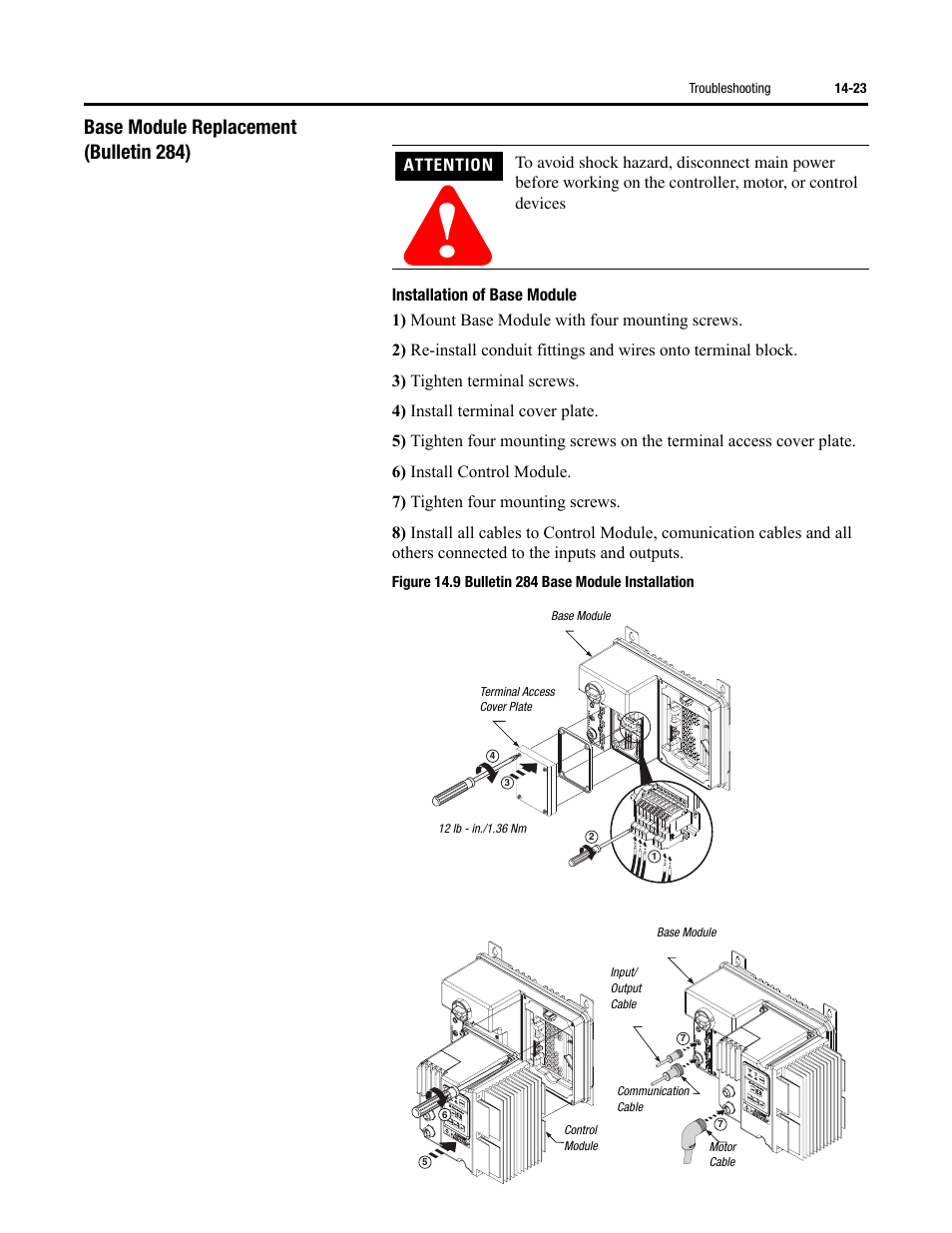 Base module replacement (bulletin 284) | Rockwell Automation 284 ArmorStart User Manual User Manual | Page 317 / 480