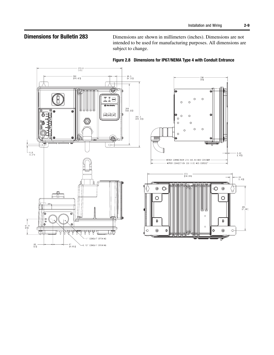 Dimensions for bulletin 283 | Rockwell Automation 284 ArmorStart User Manual User Manual | Page 33 / 480