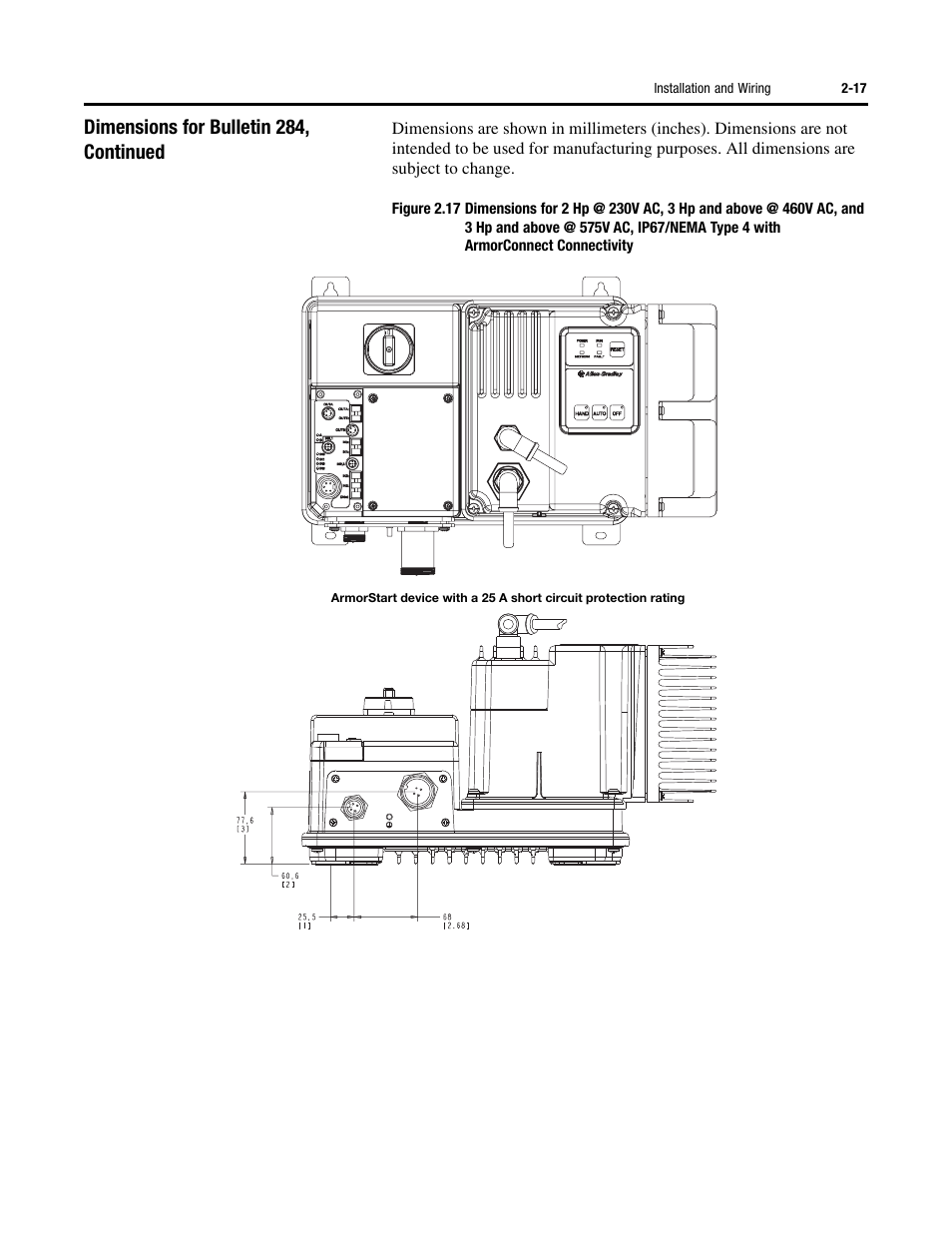 Dimensions for bulletin 284, continued | Rockwell Automation 284 ArmorStart User Manual User Manual | Page 41 / 480