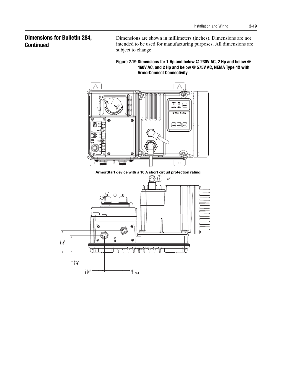 Dimensions for bulletin 284, continued | Rockwell Automation 284 ArmorStart User Manual User Manual | Page 43 / 480