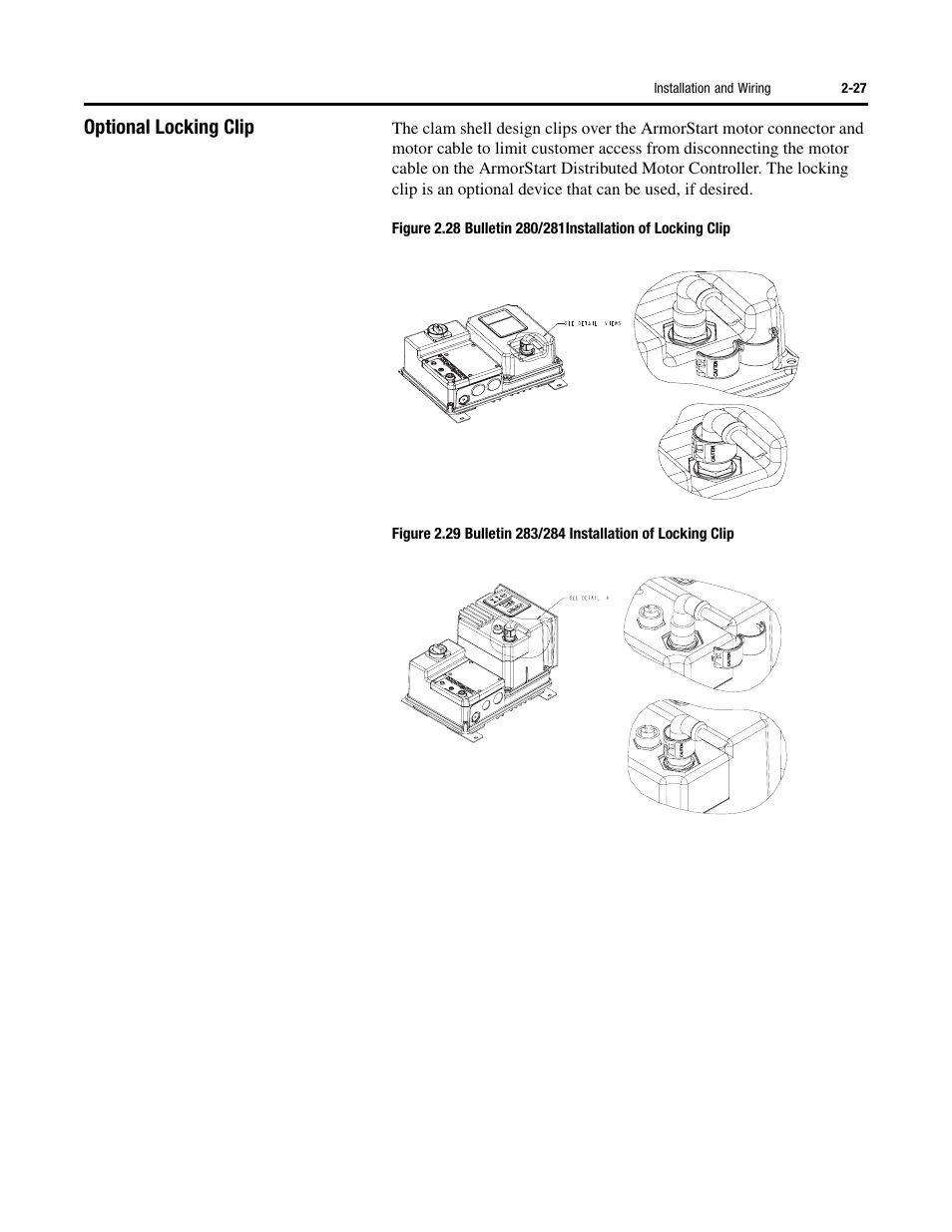 Optional locking clip | Rockwell Automation 284 ArmorStart User Manual User Manual | Page 51 / 480