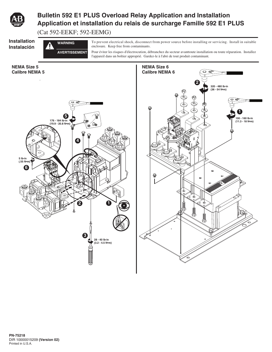 Rockwell Automation 592-EEKF_EEMG E1 Plus Overload Relay Application and Installation User Manual | 4 pages