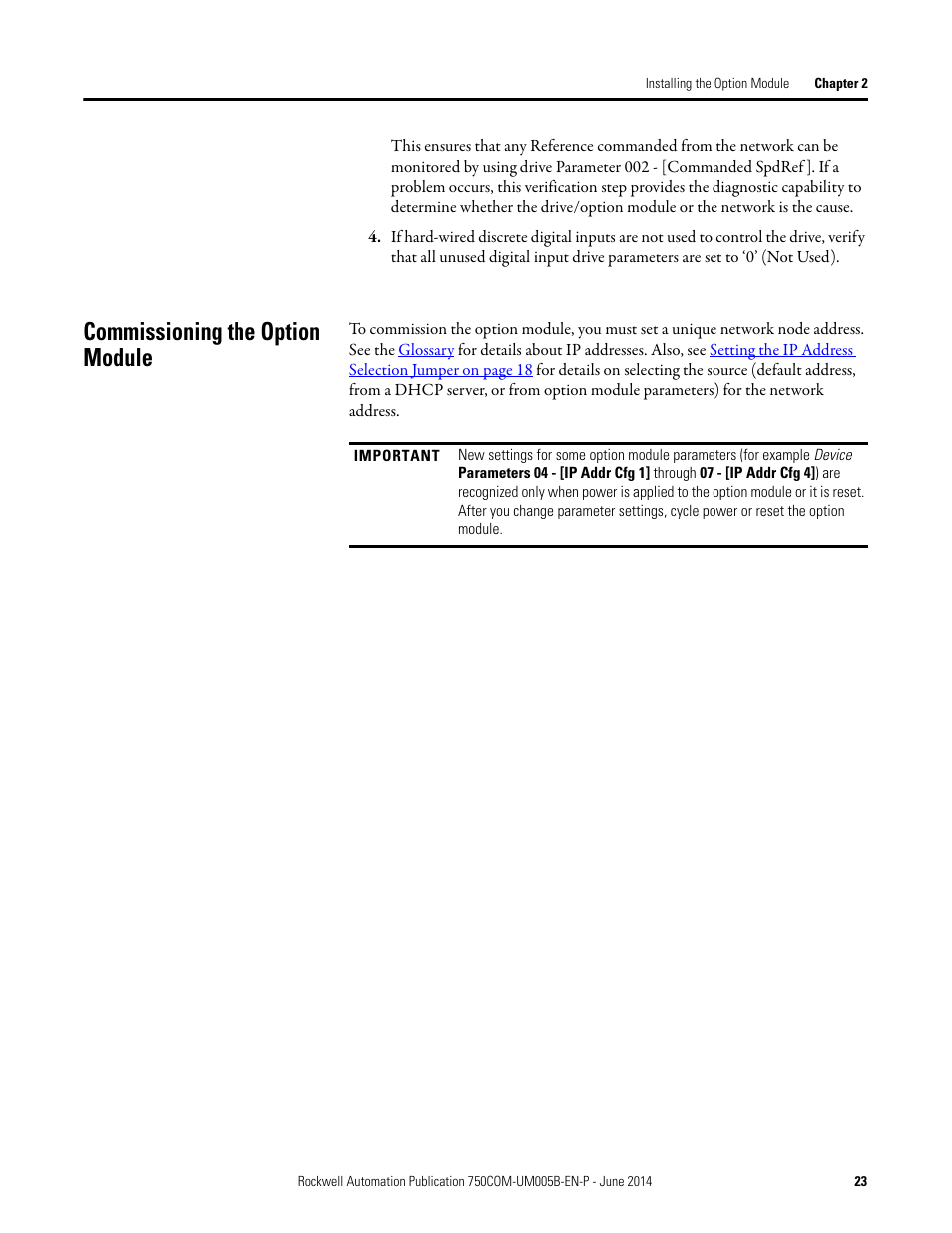 Commissioning the option module | Rockwell Automation 20-750-BNETIP BACnet/IP Option Module User Manual | Page 23 / 88