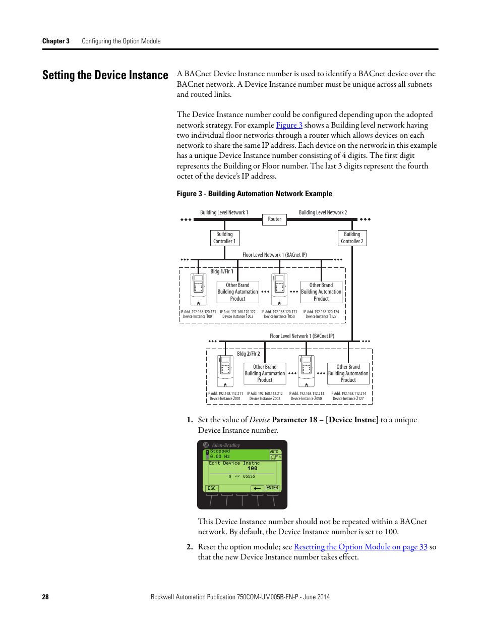 Setting the device instance | Rockwell Automation 20-750-BNETIP BACnet/IP Option Module User Manual | Page 28 / 88