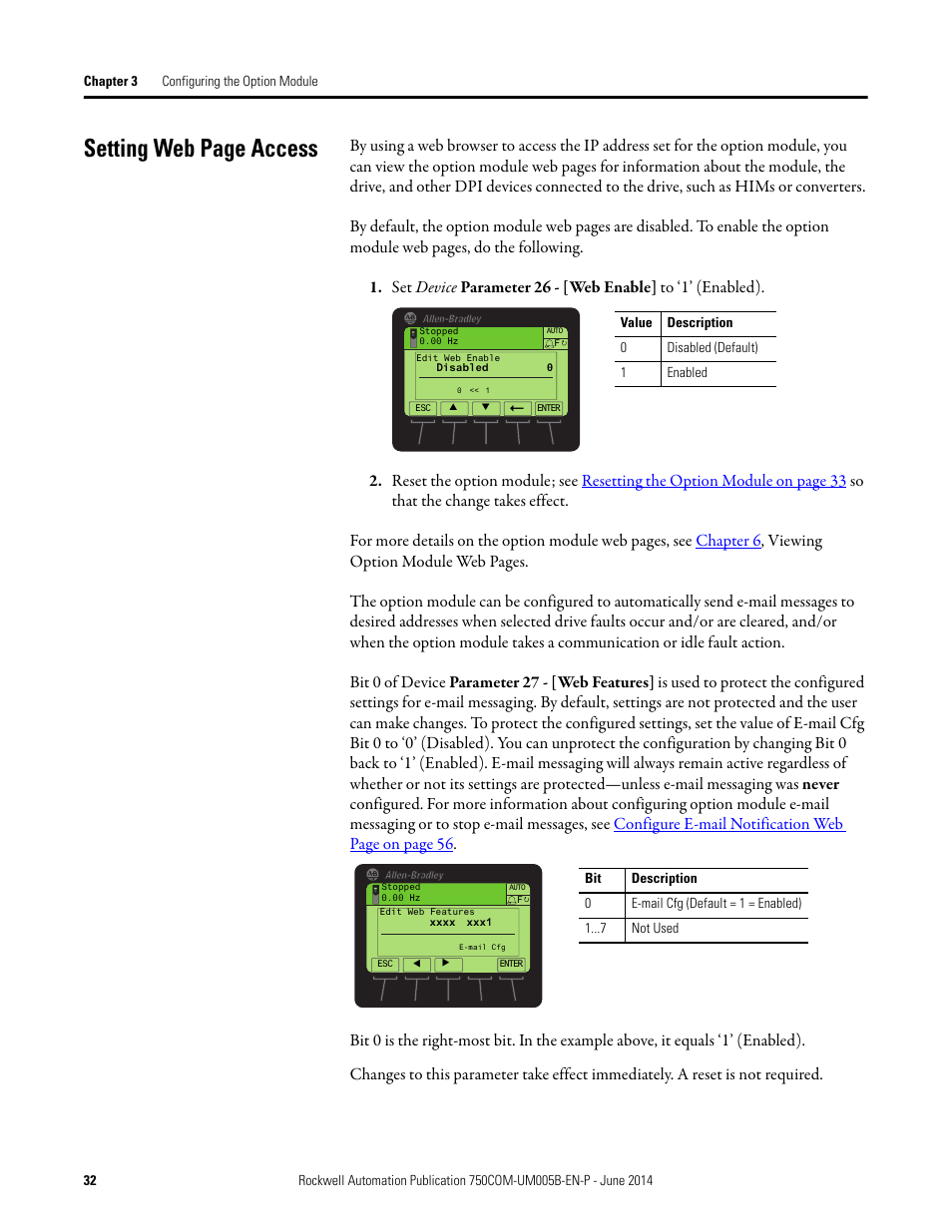 Setting web page access | Rockwell Automation 20-750-BNETIP BACnet/IP Option Module User Manual | Page 32 / 88