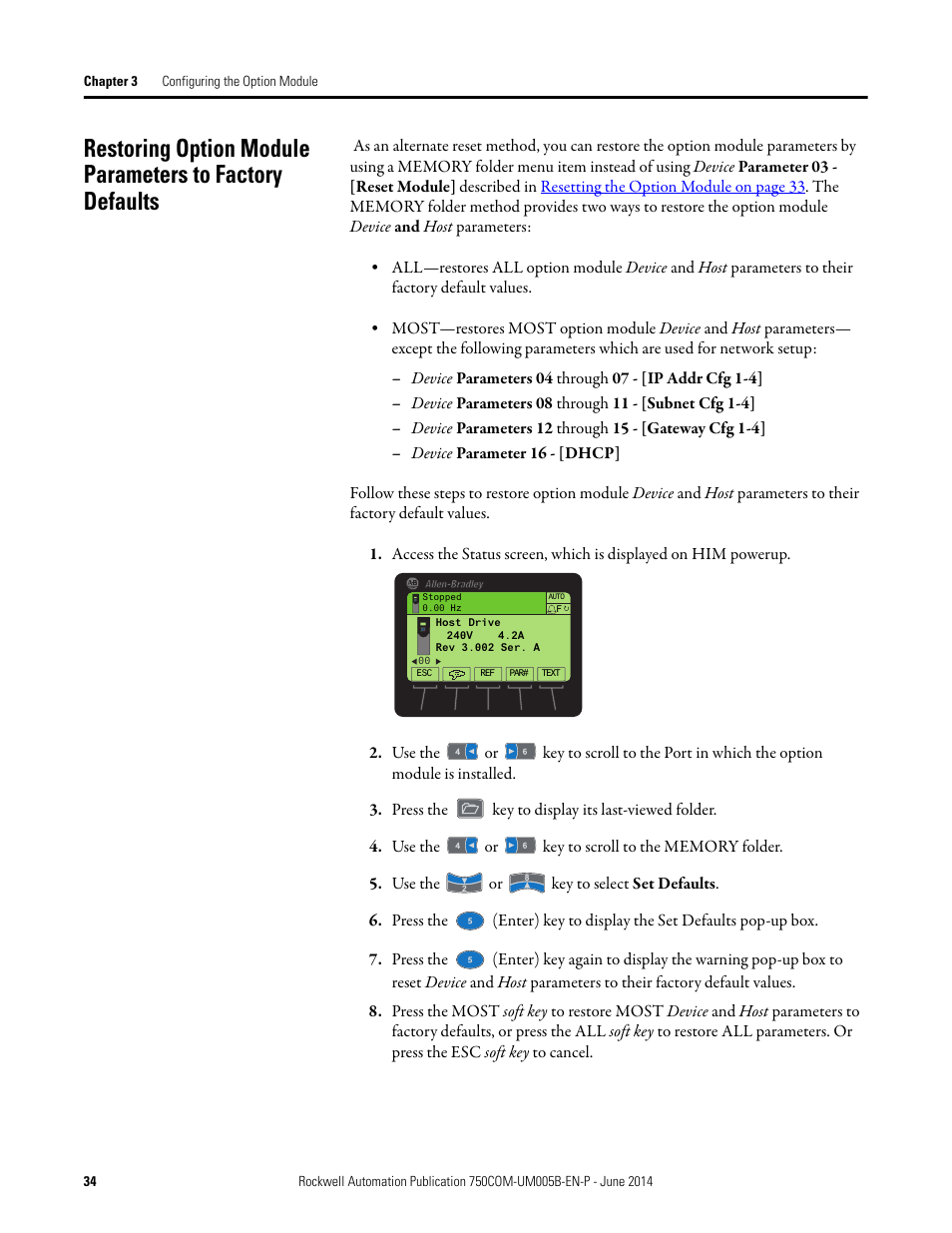 Restoring option | Rockwell Automation 20-750-BNETIP BACnet/IP Option Module User Manual | Page 34 / 88