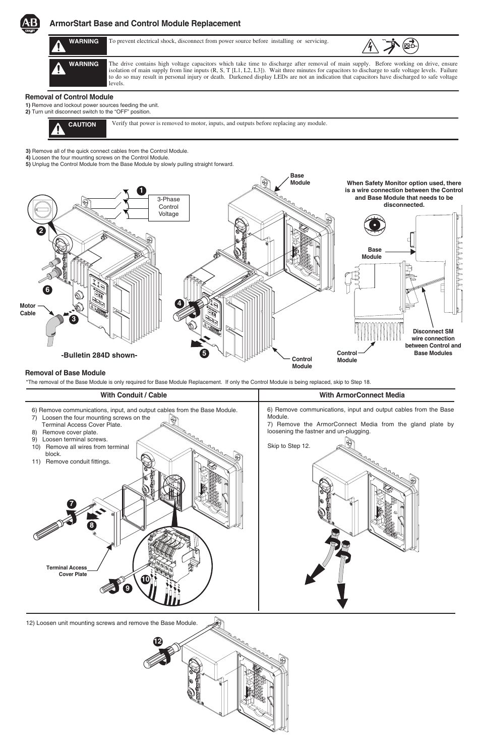 Rockwell Automation 284D- ArmorStart Base and Control Module Replacement User Manual | 2 pages