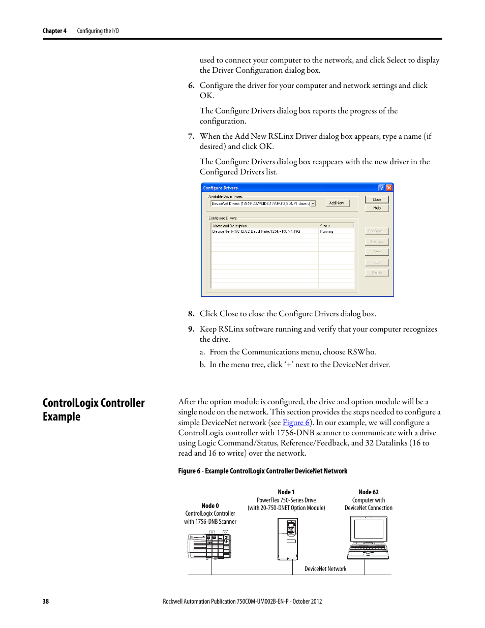 Controllogix controller example | Rockwell Automation 20-750-DNET PowerFlex DeviceNet Option Module User Manual | Page 38 / 144