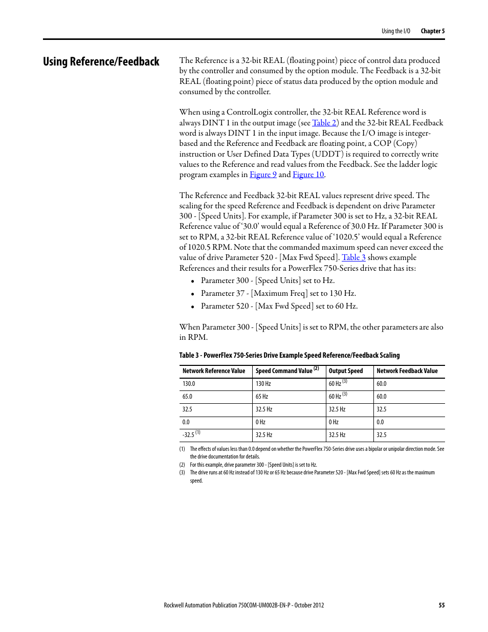 Using reference/feedback | Rockwell Automation 20-750-DNET PowerFlex DeviceNet Option Module User Manual | Page 55 / 144