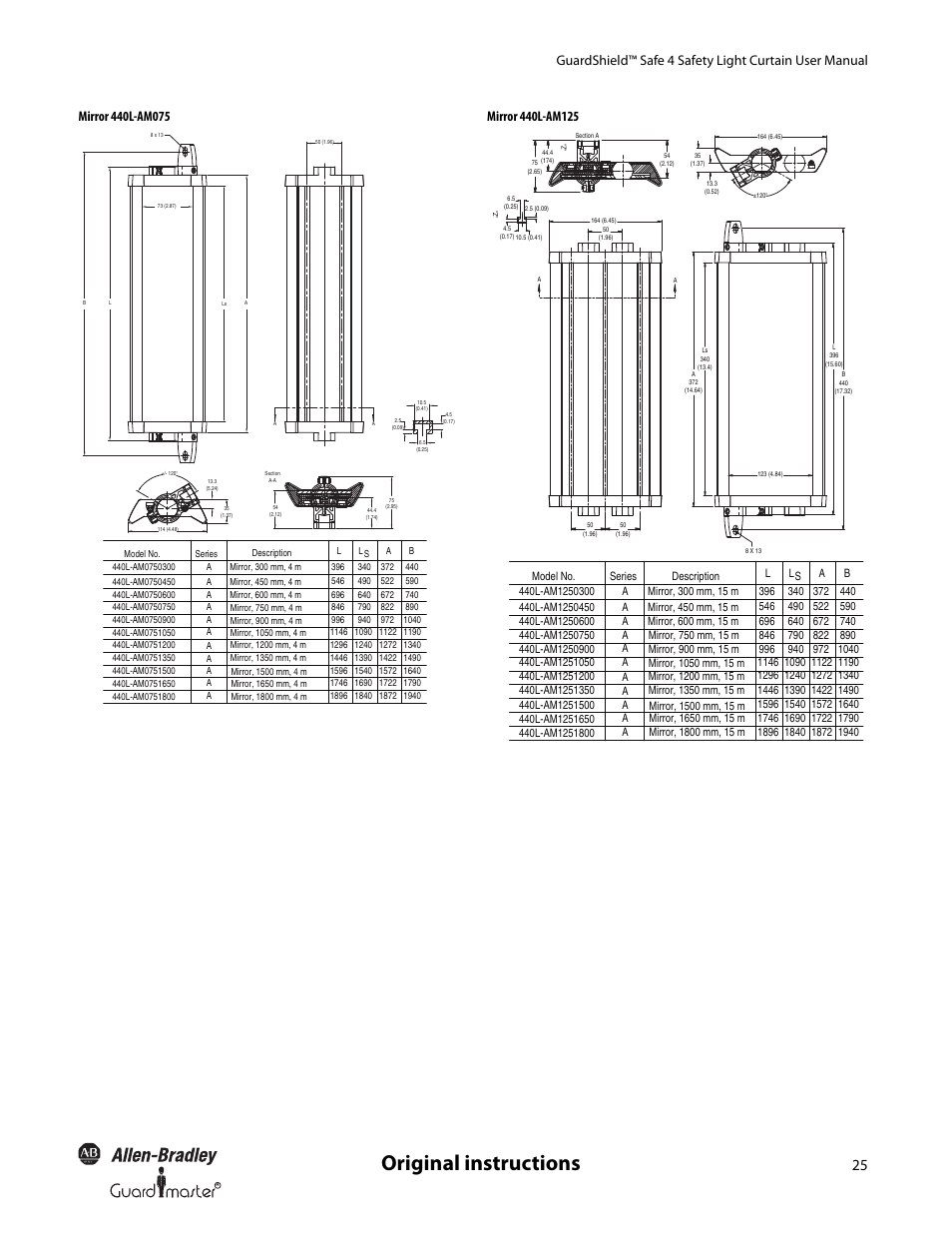 Original instructions | Rockwell Automation 445L GuardShield Safe 4 and Safe 4 PAC Safety Light Curtains User Manual User Manual | Page 27 / 40