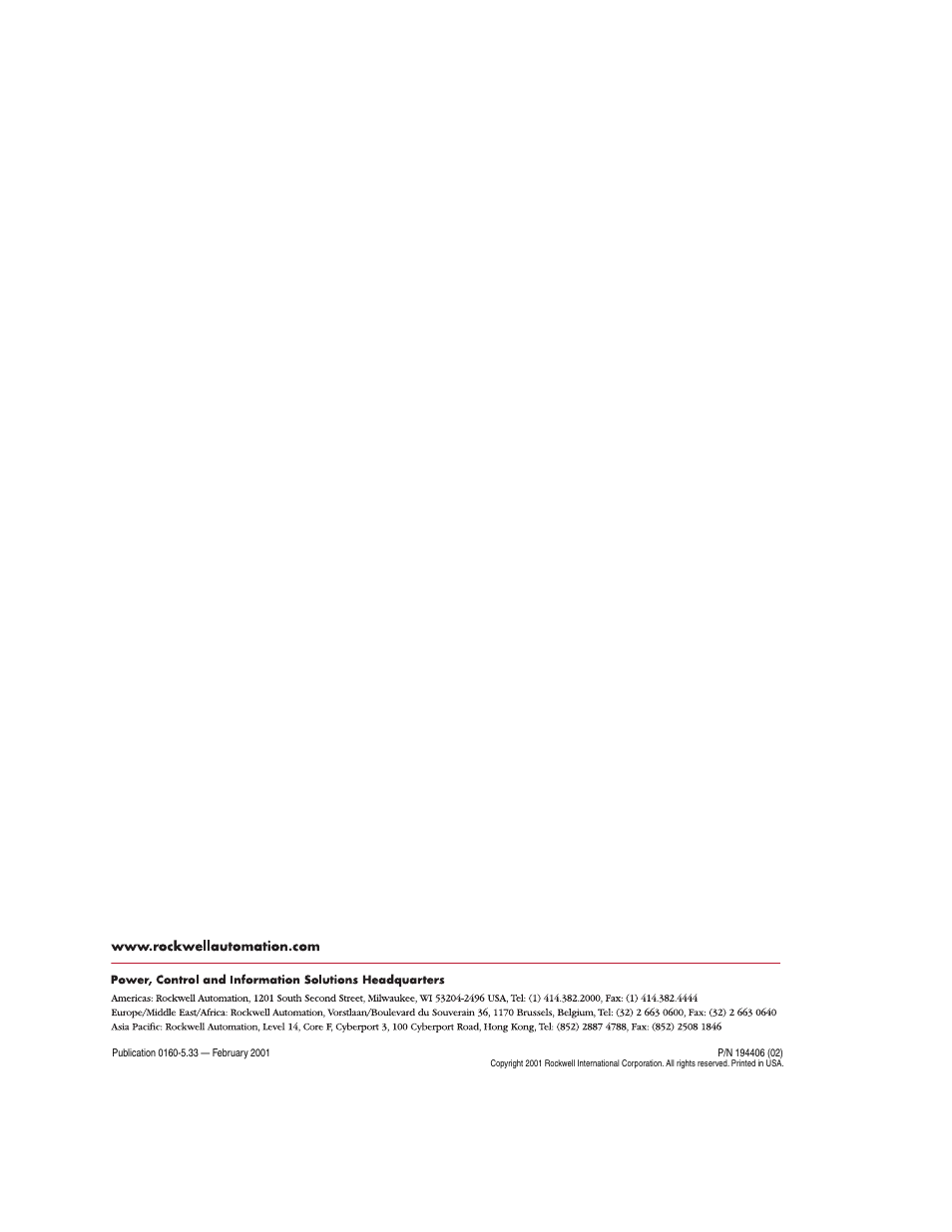 Back cover | Rockwell Automation 160 Supplement-160-NX3 Chassis Mount Series C User Manual | Page 12 / 12