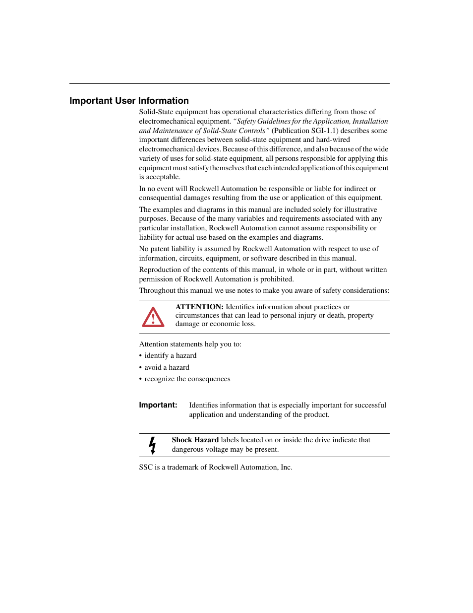 Important user information | Rockwell Automation 160 Supplement-160-NX3 Chassis Mount Series C User Manual | Page 2 / 12