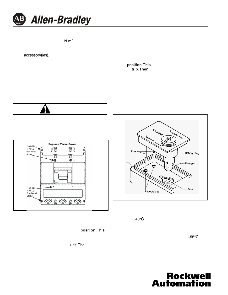 Caution | Rockwell Automation 140U Q, M frame CB Electronic RMS Trip Unit installation and operation User Manual | Page 6 / 14
