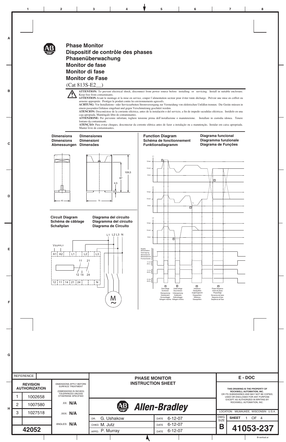 Rockwell Automation 813S-E2x Phase Monitor User Manual | 4 pages