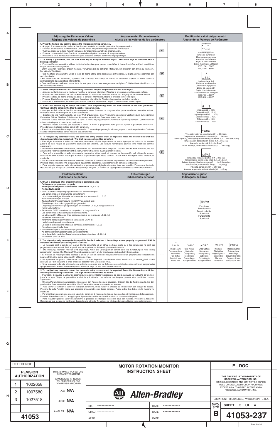 41053-237_2_3.pdf, Motor rotation monitor instruction sheet, E - doc | Rockwell Automation 813S-E2x Phase Monitor User Manual | Page 3 / 4