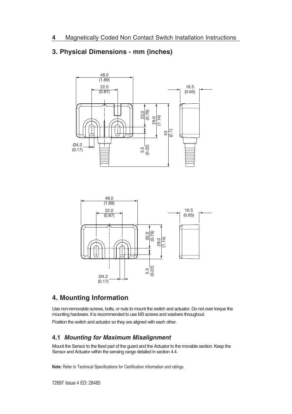Mounting for maximum misalignment | Rockwell Automation 440N SensaGuard Magnetically Coded NonContact Switch (MC2) User Manual | Page 4 / 12