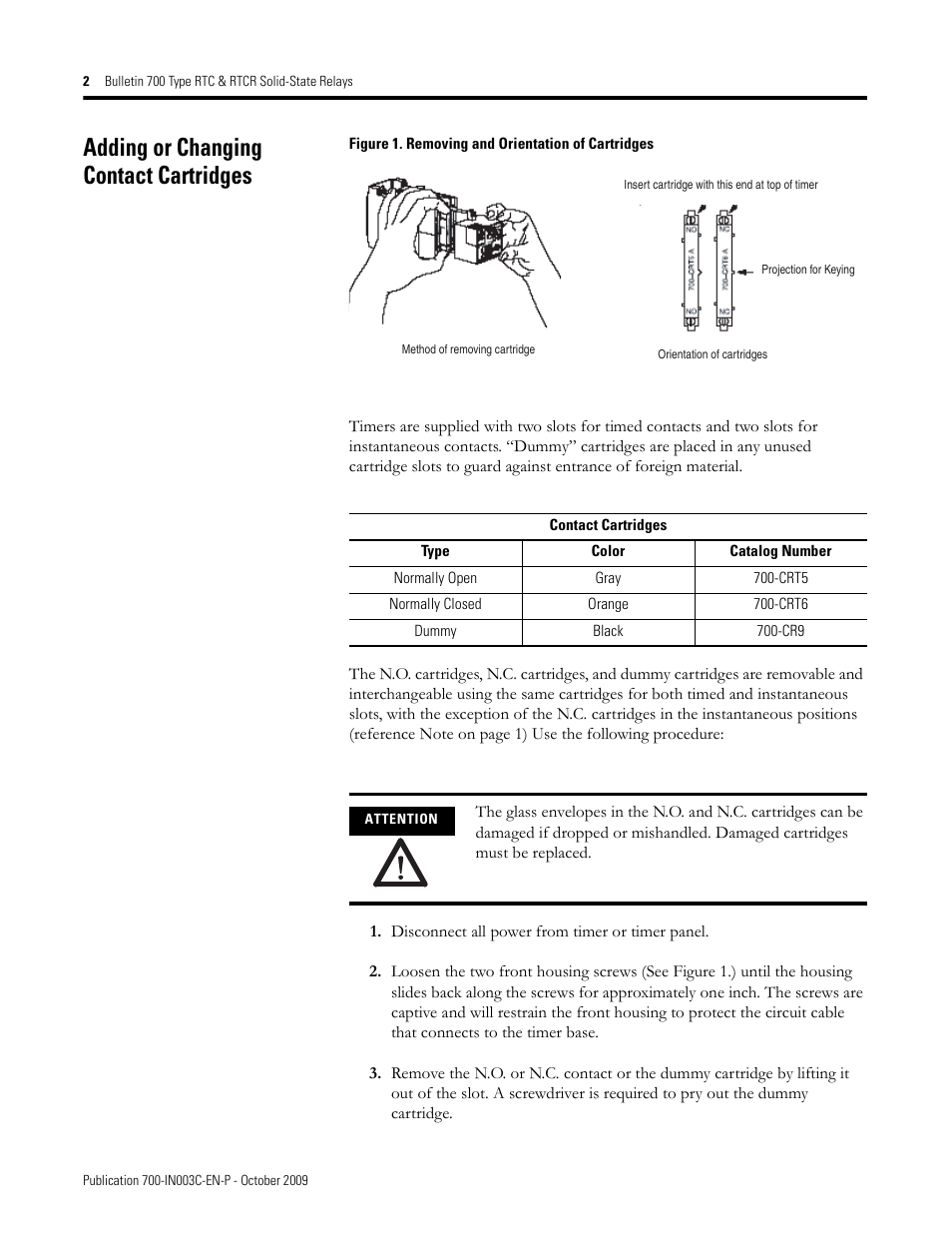 Adding or changing contact cartridges | Rockwell Automation 700-RTC_RTCR Type RTC RTCR Solid-State Relays User Manual | Page 2 / 8