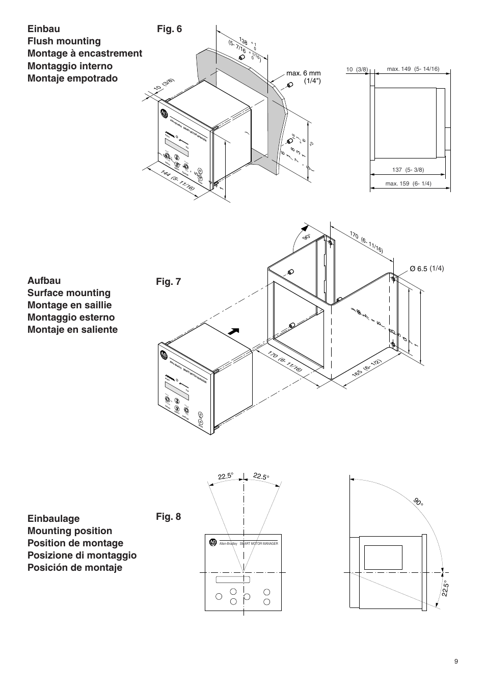 Ø 6.5 (1/4), Max. 6 mm (1/4") | Rockwell Automation 825 Electronic Control and Protection System User Manual | Page 9 / 10